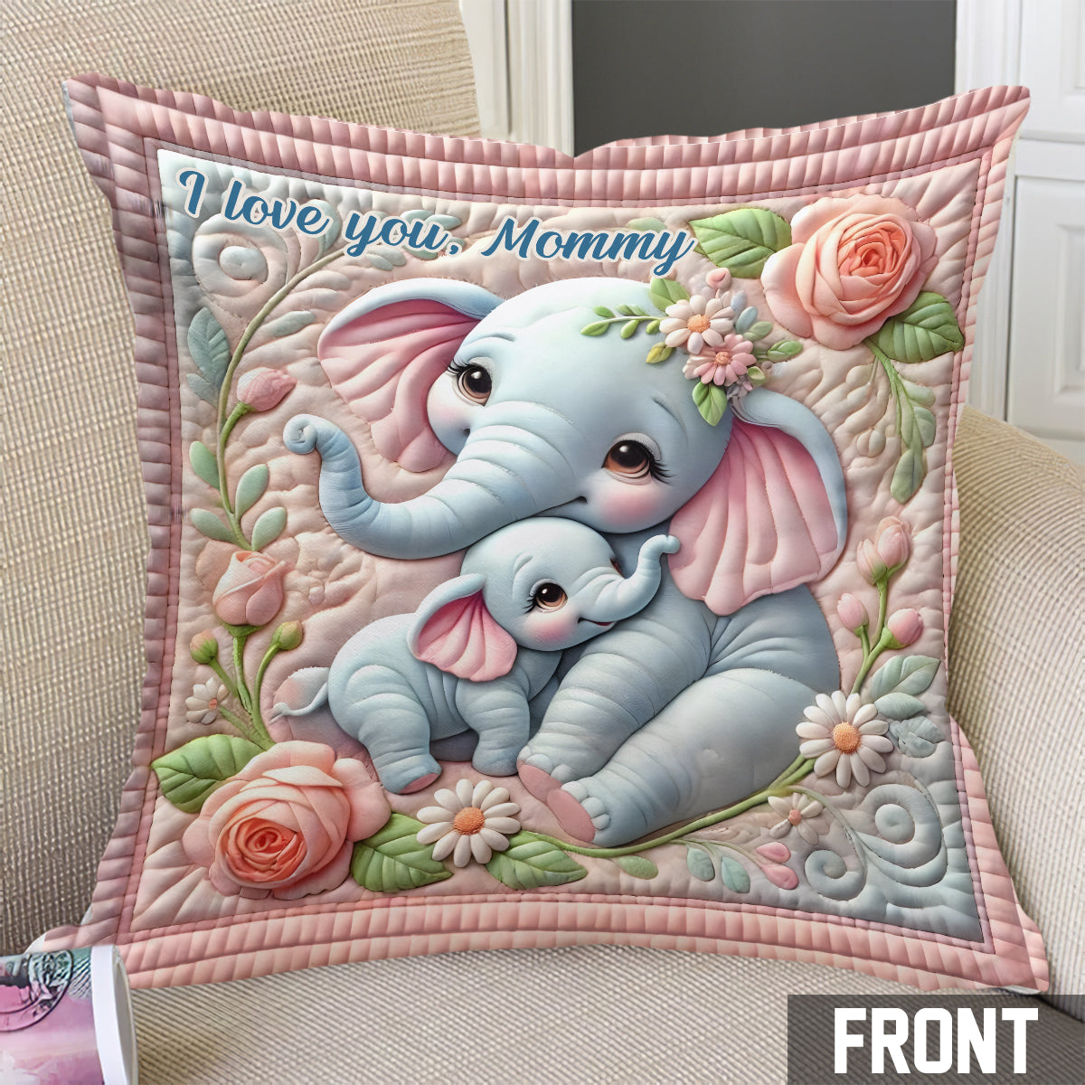 Je t'aime - Coussin décoratif personnalisé pour maman