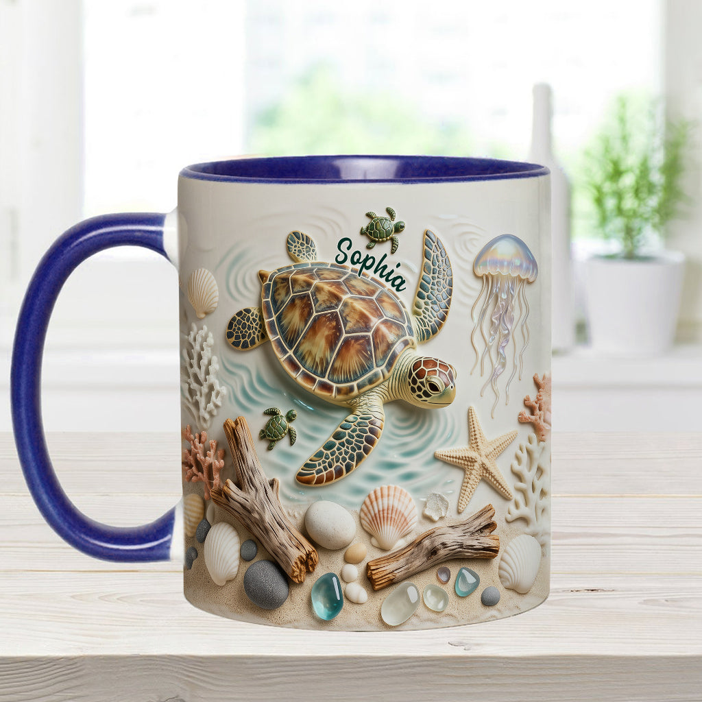 J'adore les tortues - Mug et sous-verre personnalisés avec motif tortue