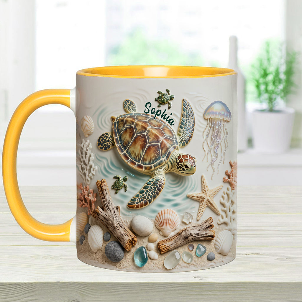J'adore les tortues - Mug et sous-verre personnalisés avec motif tortue