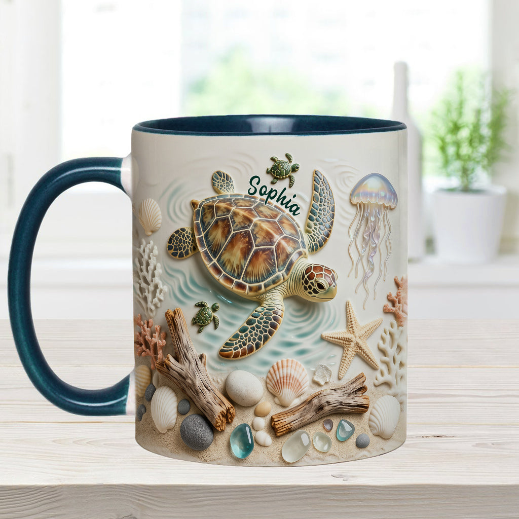 J'adore les tortues - Mug et sous-verre personnalisés avec motif tortue