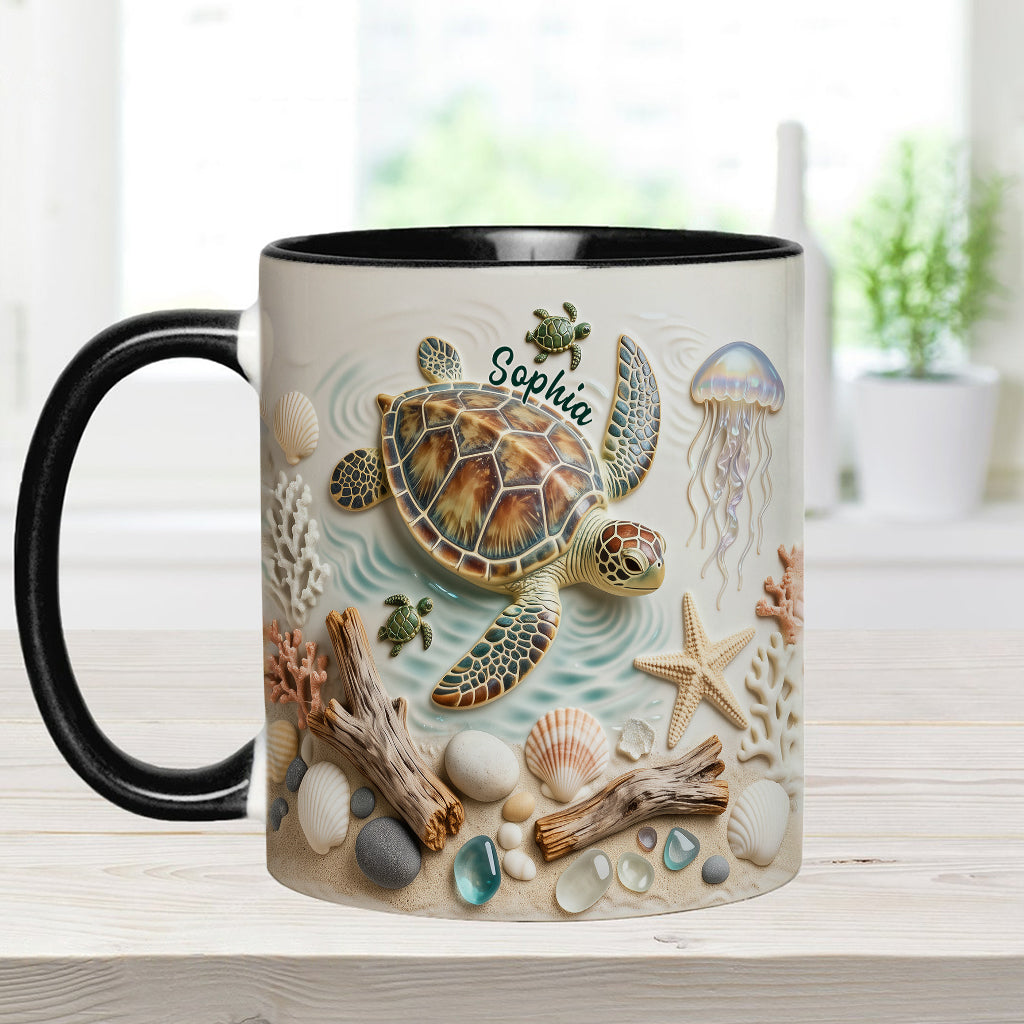 J'adore les tortues - Mug et sous-verre personnalisés avec motif tortue