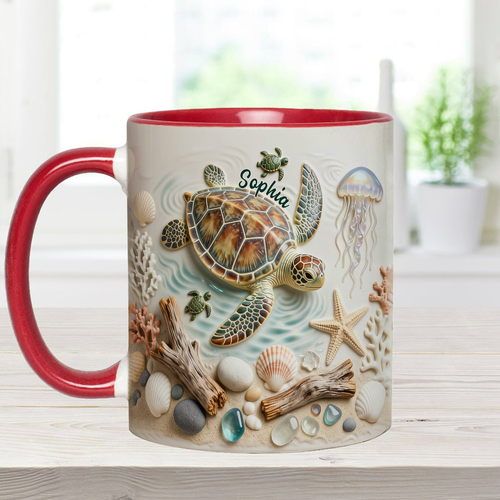 J'adore les tortues - Mug et sous-verre personnalisés avec motif tortue