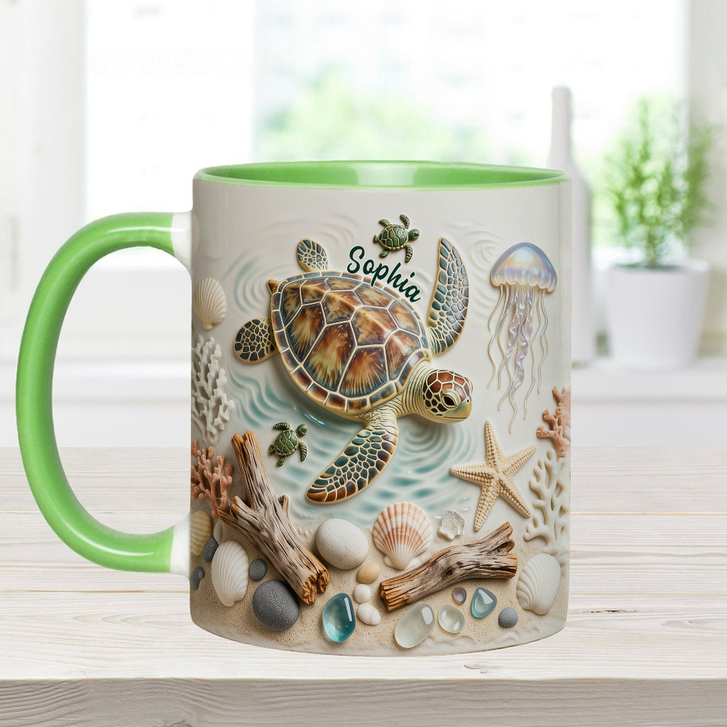 J'adore les tortues - Mug et sous-verre personnalisés avec motif tortue