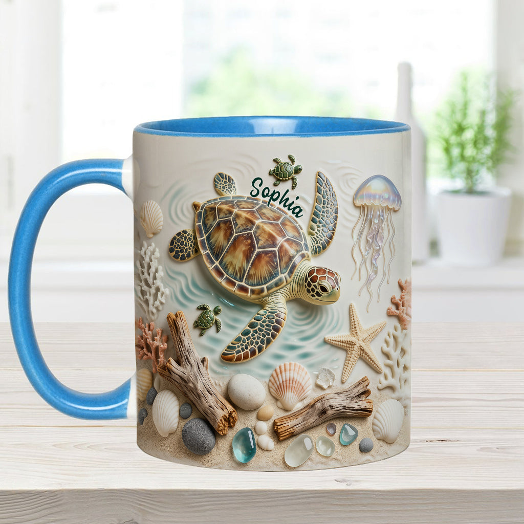 J'adore les tortues - Mug et sous-verre personnalisés avec motif tortue