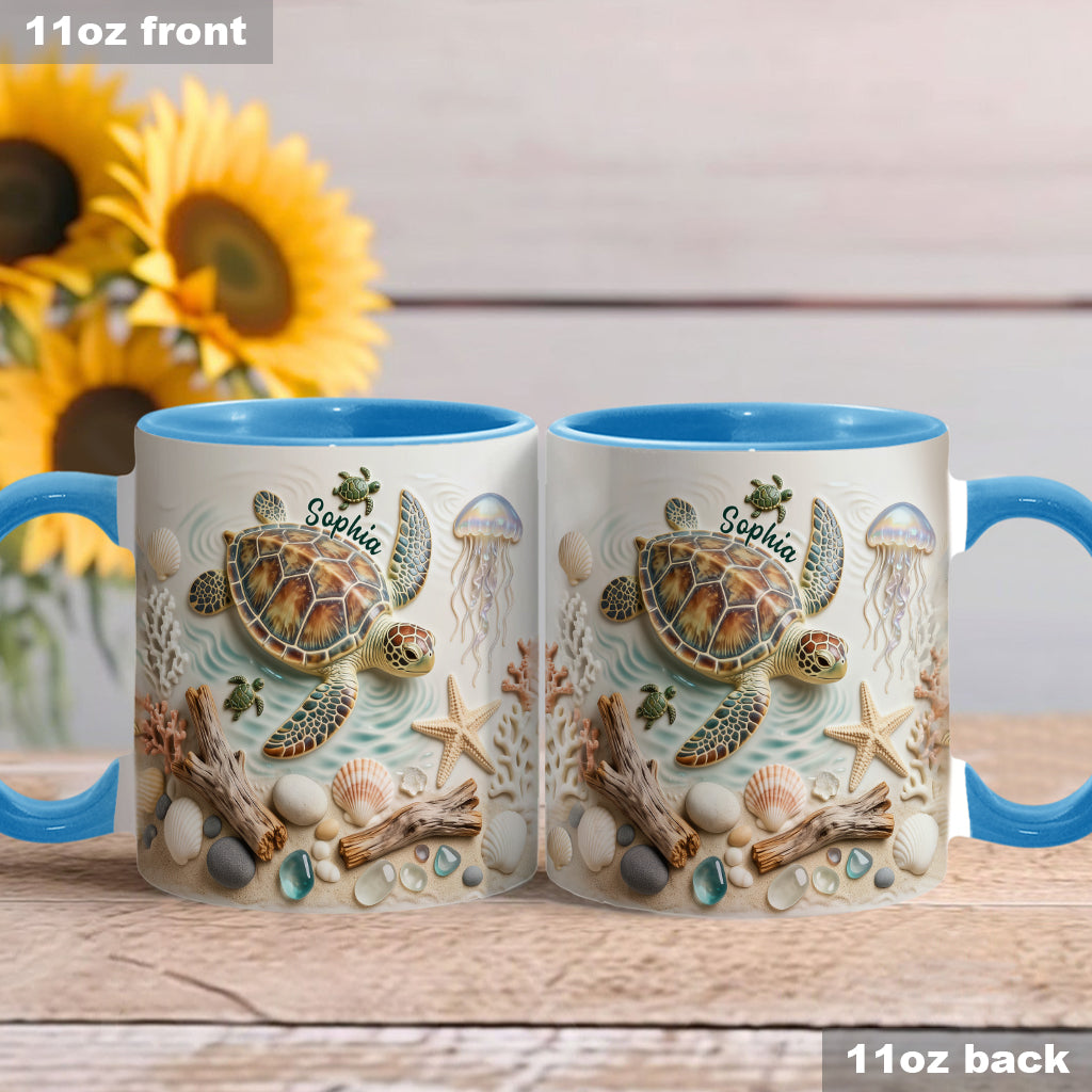 J'adore les tortues - Mug et sous-verre personnalisés avec motif tortue