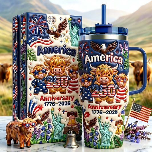Mignon Highland Cow 250e Anniversaire - Tasse Personnalisée avec Poignée