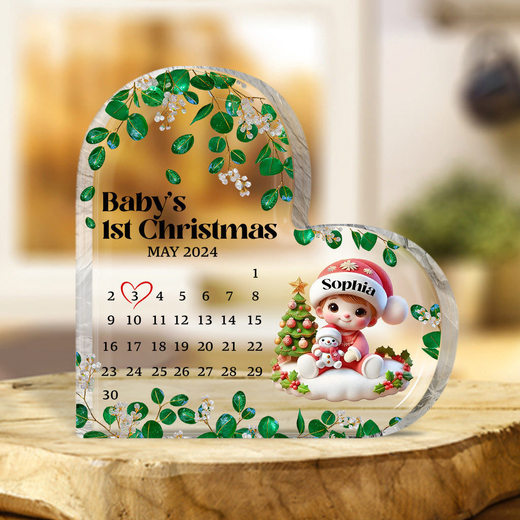 Premier Noël de bébé - Plaque acrylique personnalisée pour la famille