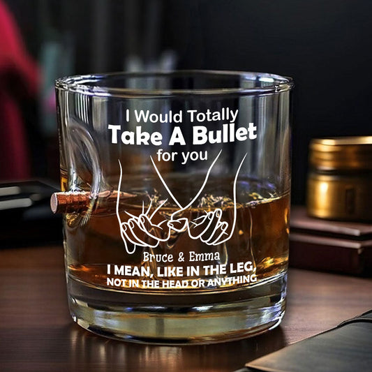 Je prendrais une balle pour toi - Verres à whisky personnalisés pour couples en forme de balle
