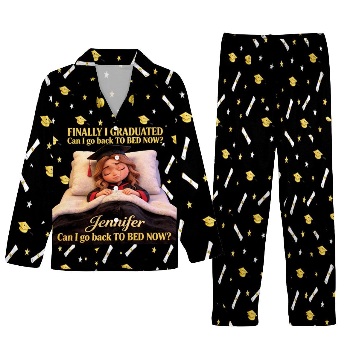 Puis-je aller au lit maintenant - Pyjama personnalisé pour la remise des diplômes