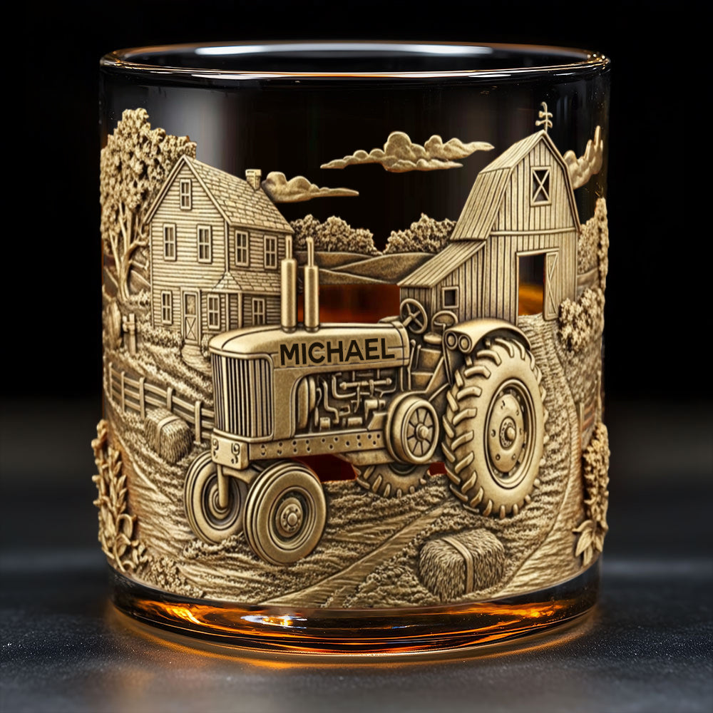 Vie à la campagne - Verre à whisky personnalisé en forme de tracteur