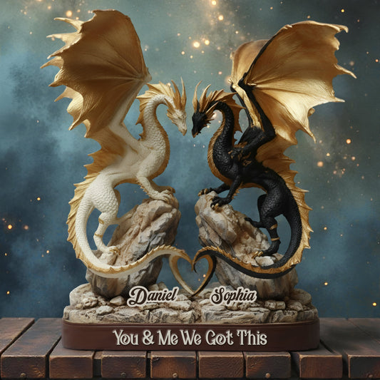 Toi et moi, on gère ! - Plaque acrylique personnalisée en forme de dragon