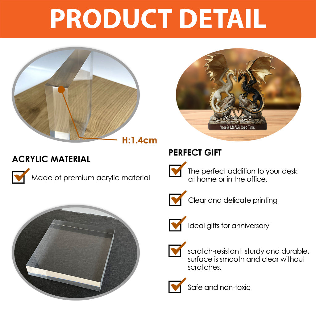 Toi et moi, on gère ! - Plaque acrylique personnalisée en forme de dragon