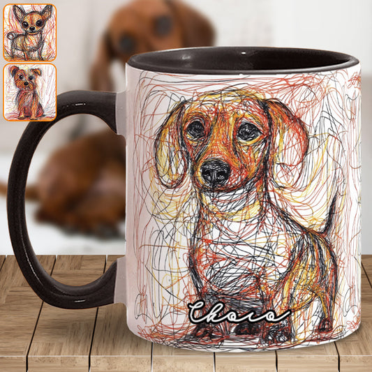 Beautiful Scribbled Dog - Personalized Dog Accent Mug