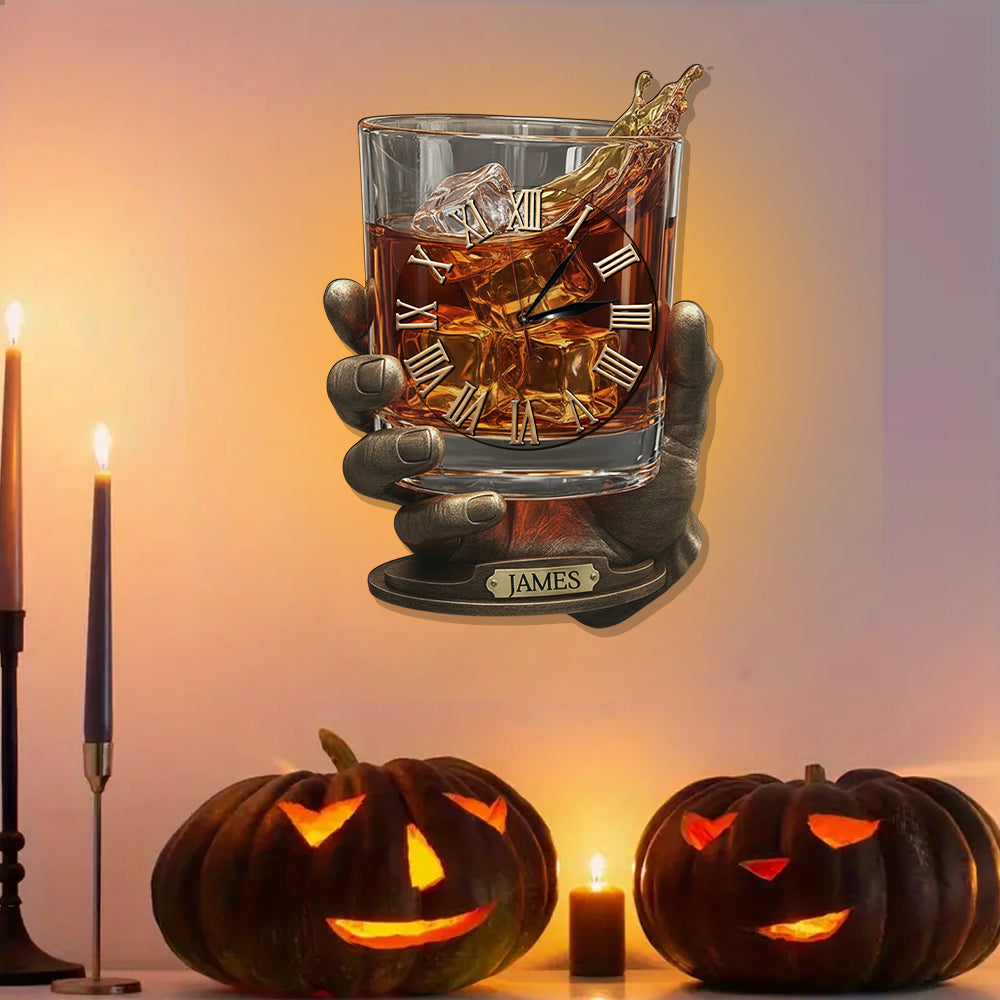 Horloge murale lumineuse LED personnalisée Whiskey Time - Whiskey Time