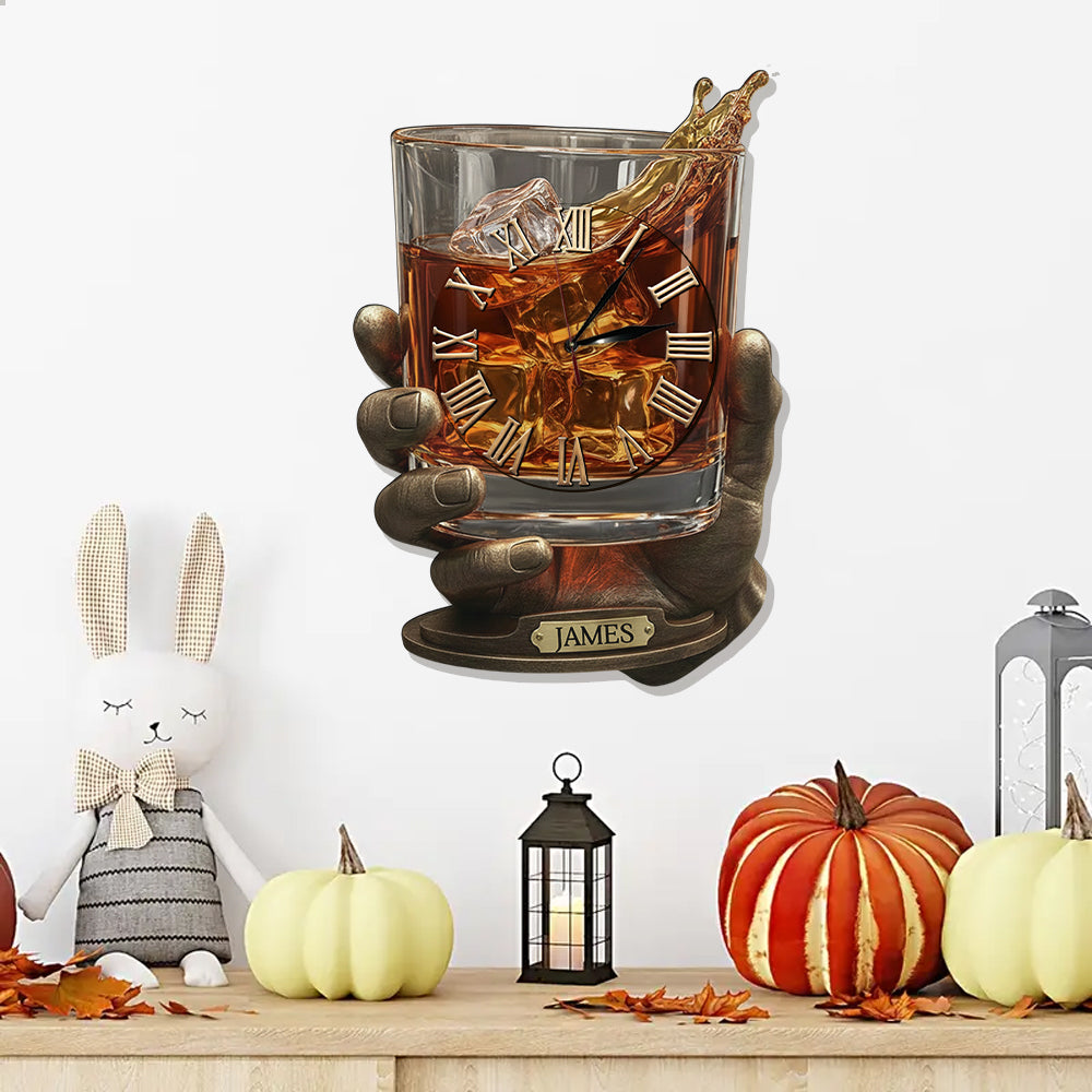 Horloge murale lumineuse LED personnalisée Whiskey Time - Whiskey Time