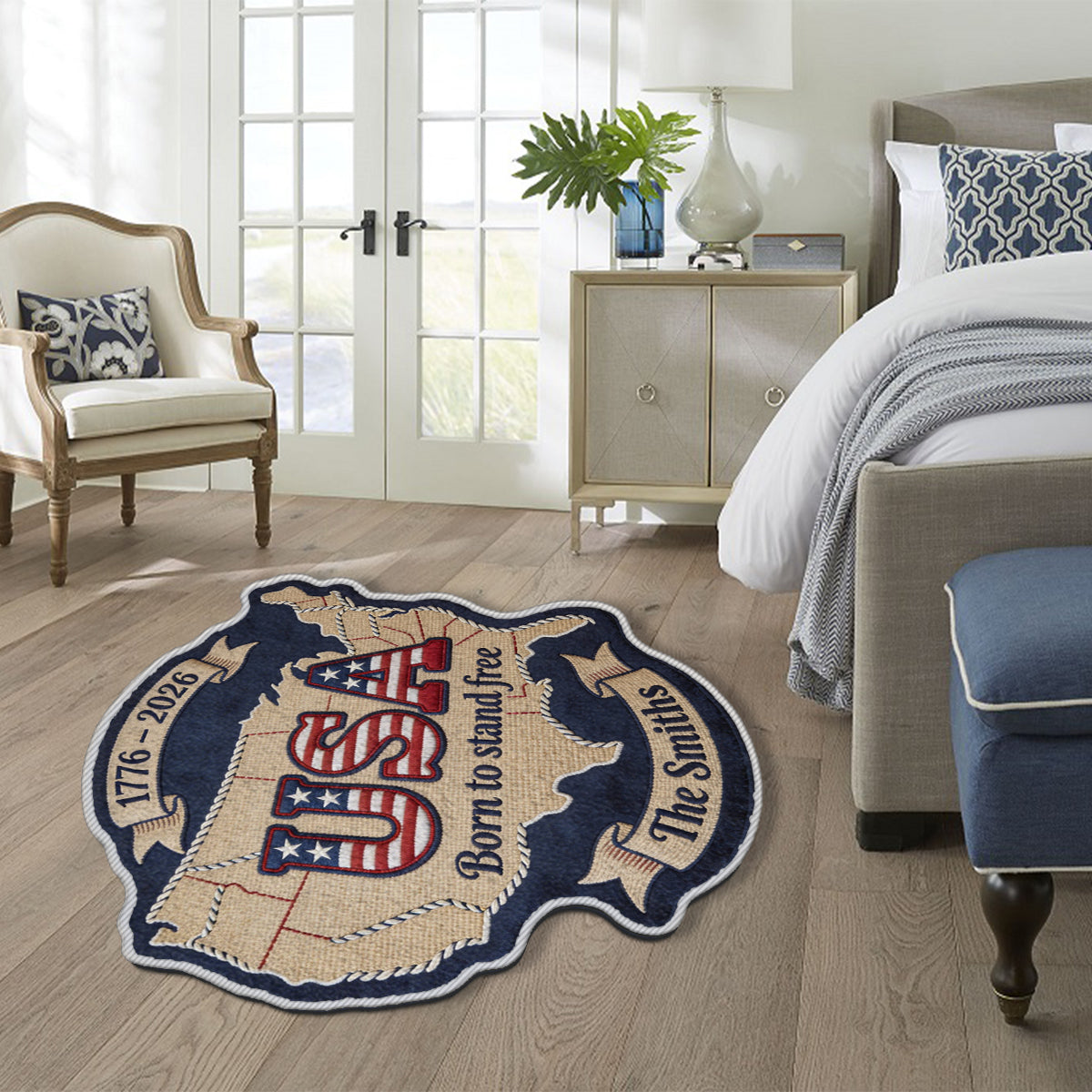 Tapis tufté antidérapant personnalisé patriotique pour le 250e anniversaire des États-Unis