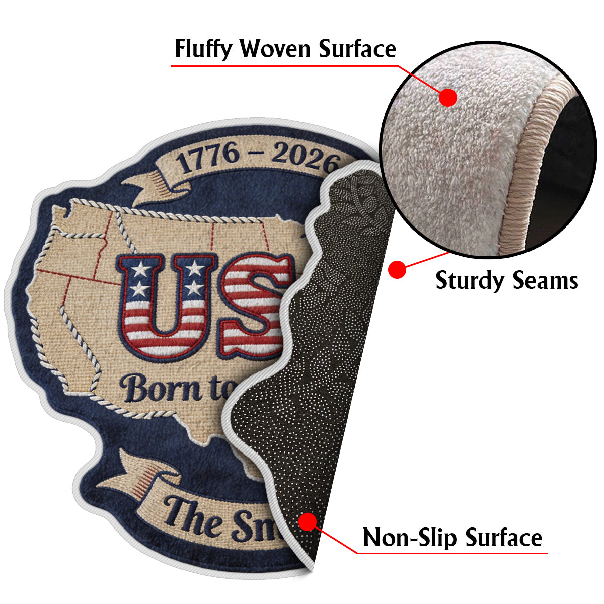 Tapis tufté antidérapant personnalisé patriotique pour le 250e anniversaire des États-Unis