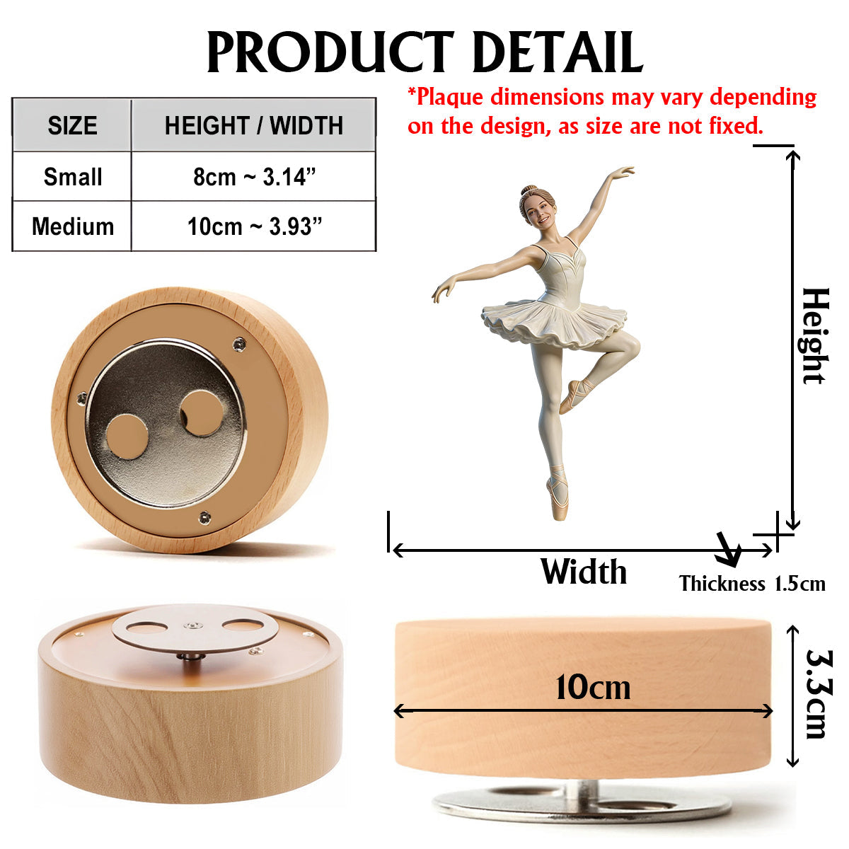 Plaque musicale rotative personnalisée à partir de n'importe quelle photo - Plaque musicale de ballet personnalisée