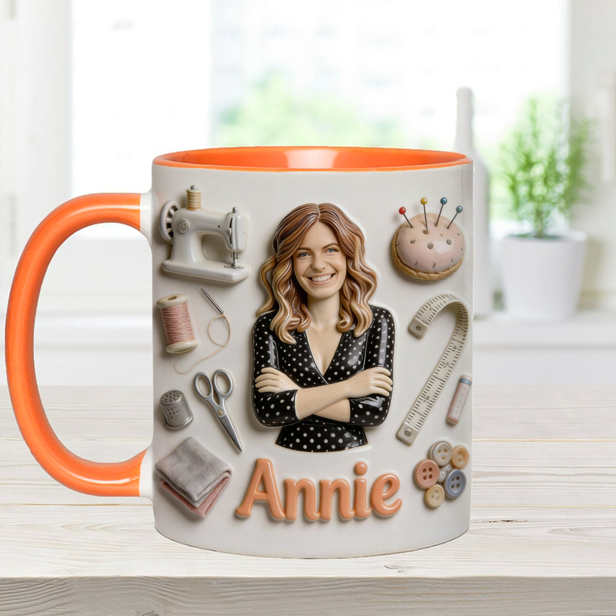 J'adore coudre - Mug personnalisé avec ensemble de couture et agitateurs en acrylique