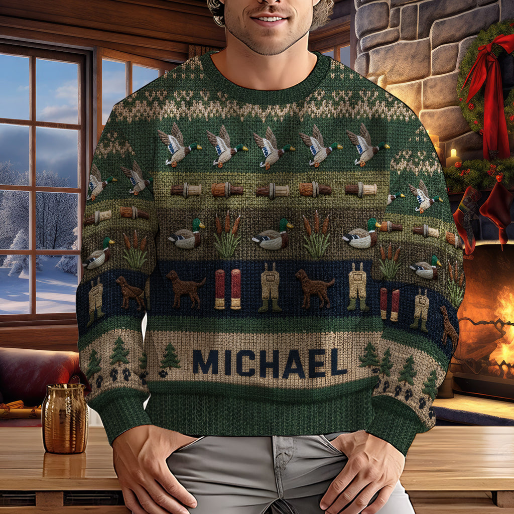 Saison de la chasse au canard - Pull moche de chasse personnalisé