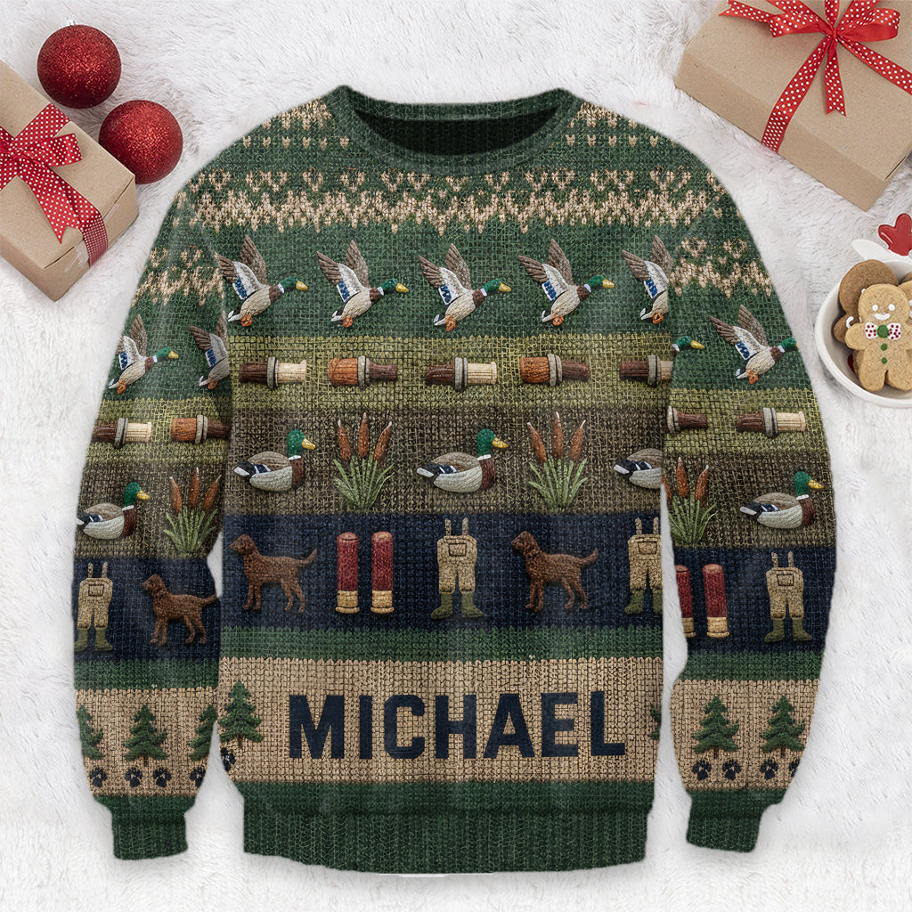 Saison de la chasse au canard - Pull moche de chasse personnalisé