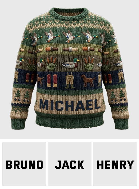 Saison de la chasse au canard - Pull moche de chasse personnalisé