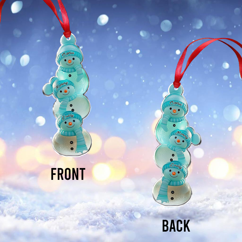 Merry Christmas Snowman Family - Personalized Family Ornament