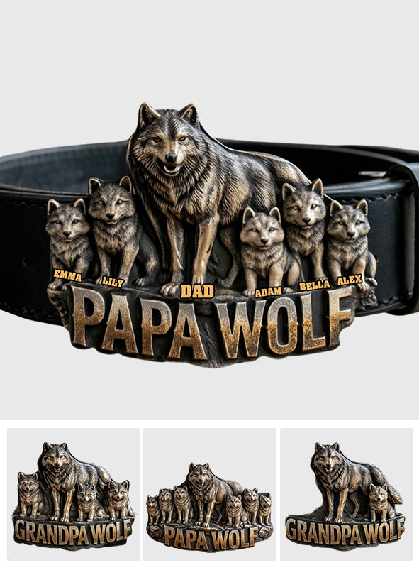 Cadeau Papa Loup Pour Père Grand-père - Ceinture en Cuir Personnalisée avec Boucle