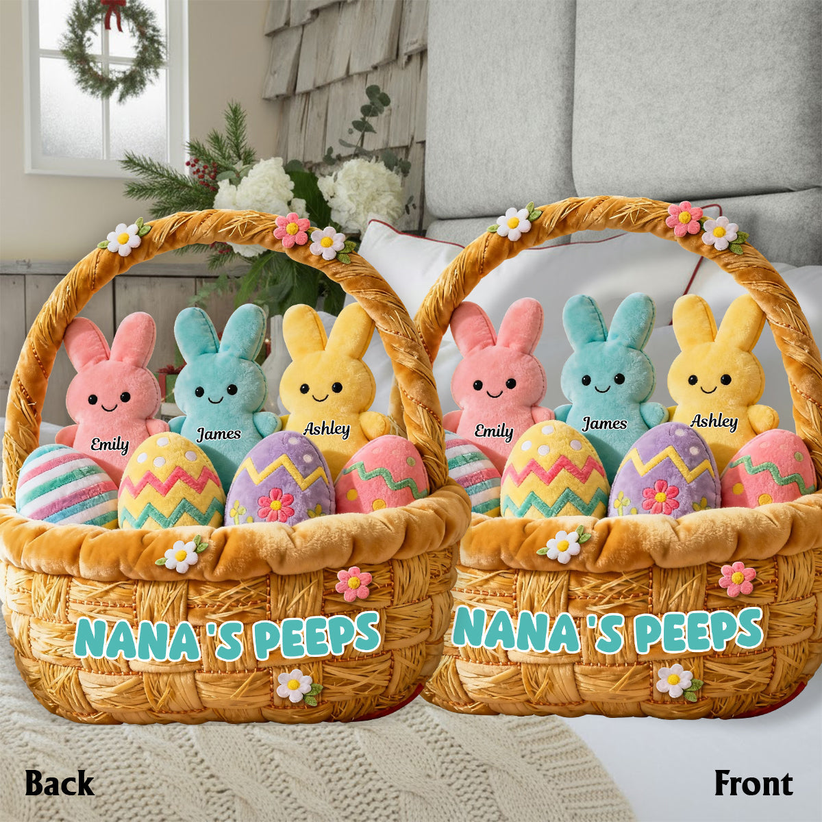 Grandma's Peep Gift For Mom, Grandma - Personalized Grandma Faux Fur Shaped Pillow