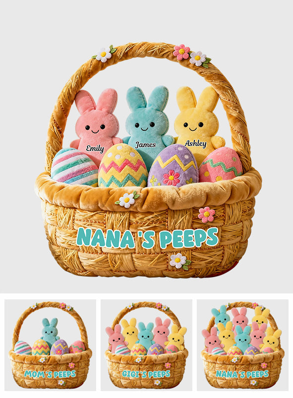 Grandma's Peep Gift For Mom, Grandma - Personalized Grandma Faux Fur Shaped Pillow