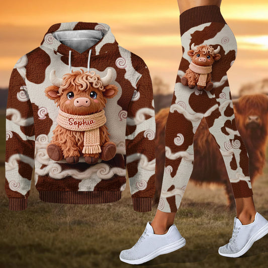 Cute Highland Cow - Personalized Highland Cow Hoodie and Leggings
