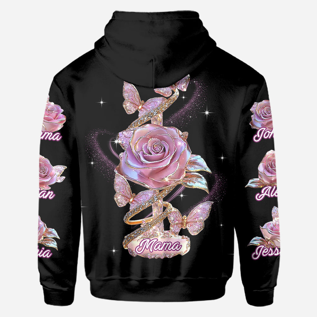 Fleurs pour maman/grand-mère - T-shirt personnalisé « Mère »