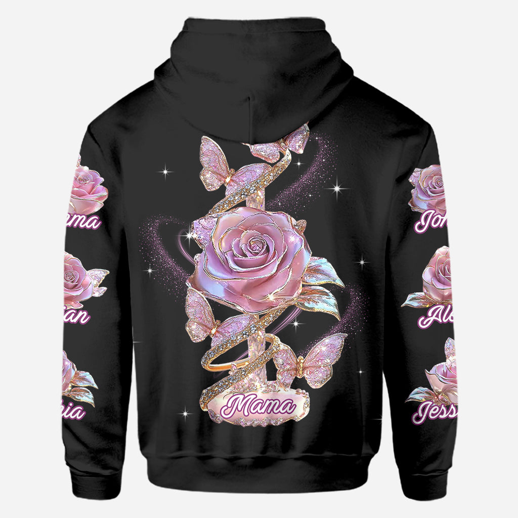 Fleurs pour maman/grand-mère - T-shirt personnalisé « Mère »