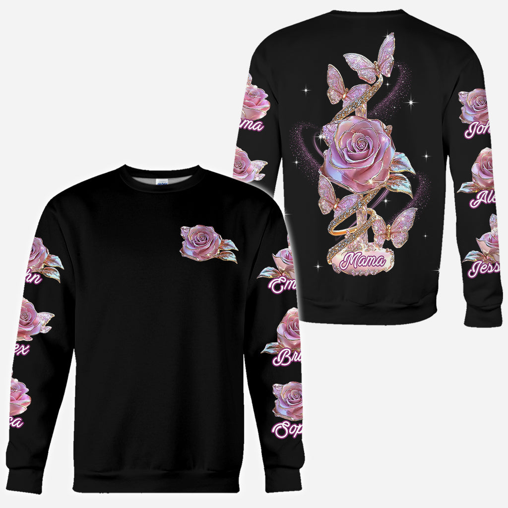 Fleurs pour maman/grand-mère - T-shirt personnalisé « Mère »