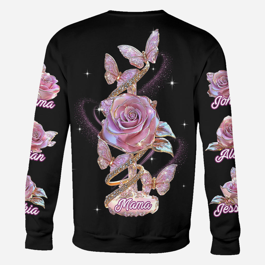 Fleurs pour maman/grand-mère - T-shirt personnalisé « Mère »