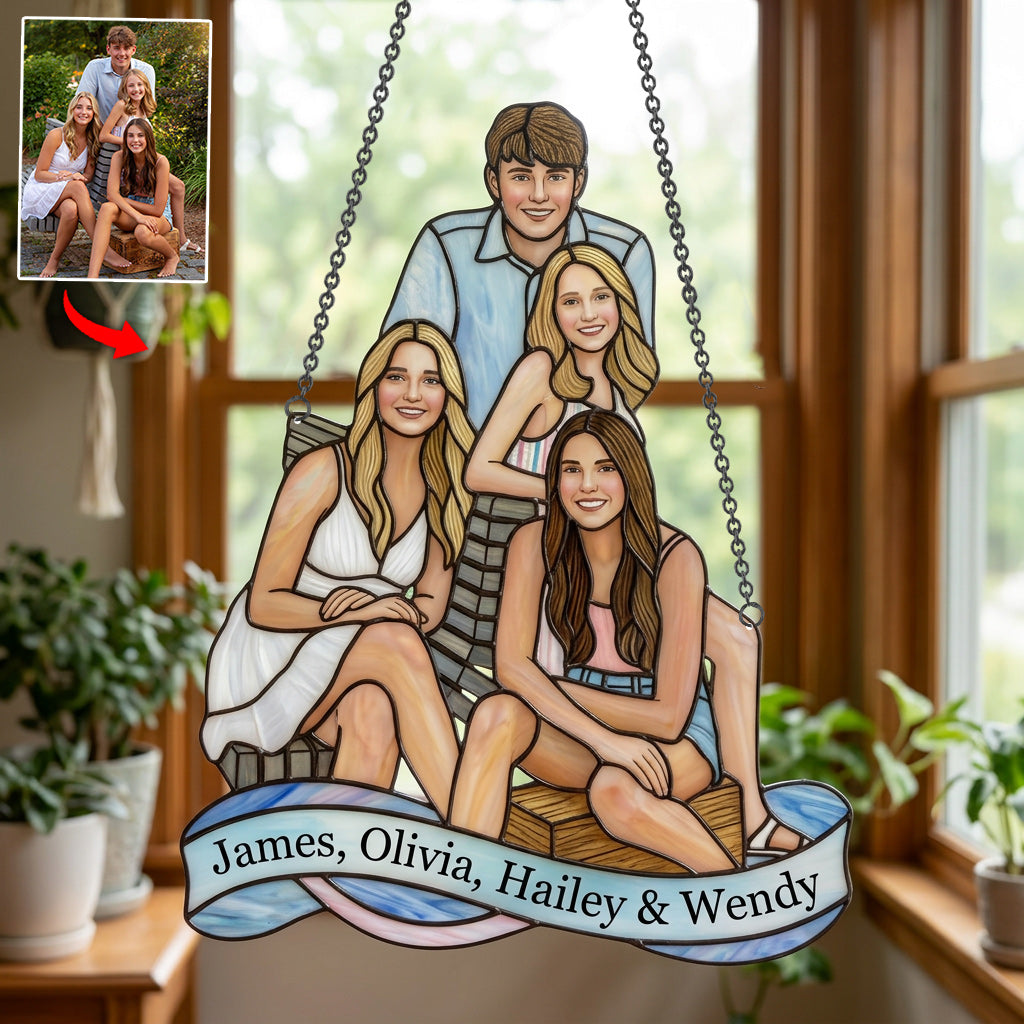 Custom Any Photo - Personalized Sibling Window Hanging Suncatcher Ornament