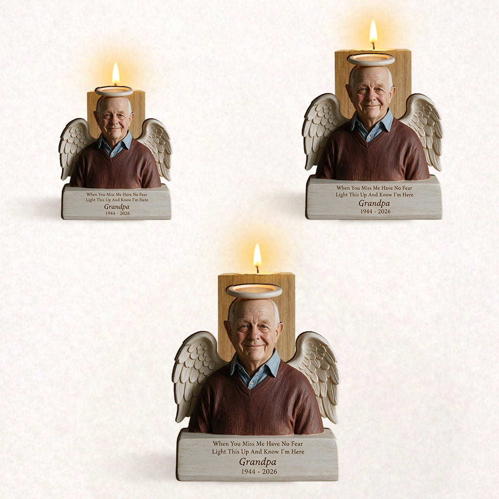 In Loving Memory - Personalized Memorial Custom Shape Wooden Candle Holder
