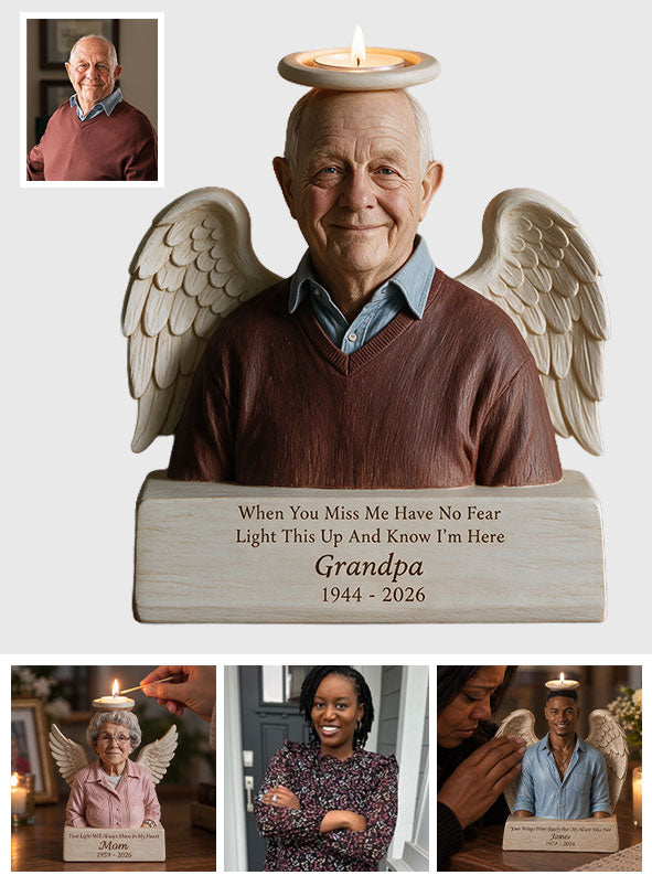 In Loving Memory - Personalized Memorial Custom Shape Wooden Candle Holder