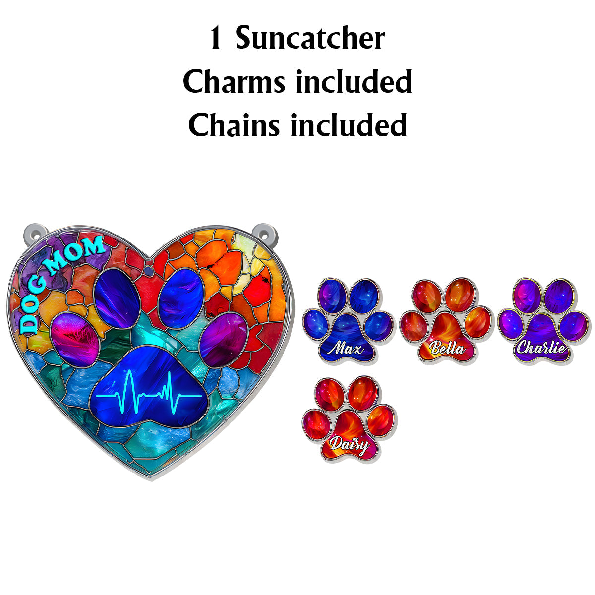 Maman de chien - Attrape-soleil personnalisé à suspendre à la fenêtre avec breloques personnalisées