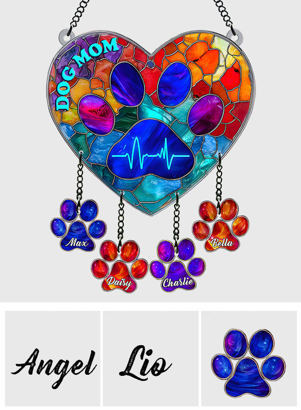 Maman de chien - Attrape-soleil personnalisé à suspendre à la fenêtre avec breloques personnalisées