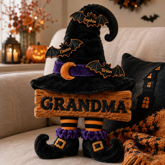 Grandma Witch Hat - Personalized Grandma Premium Faux Fur Pillow