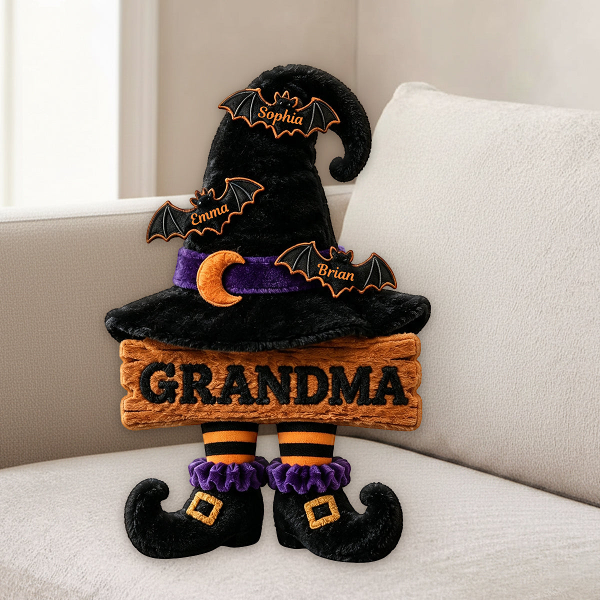 Grandma Witch Hat - Personalized Grandma Premium Faux Fur Pillow
