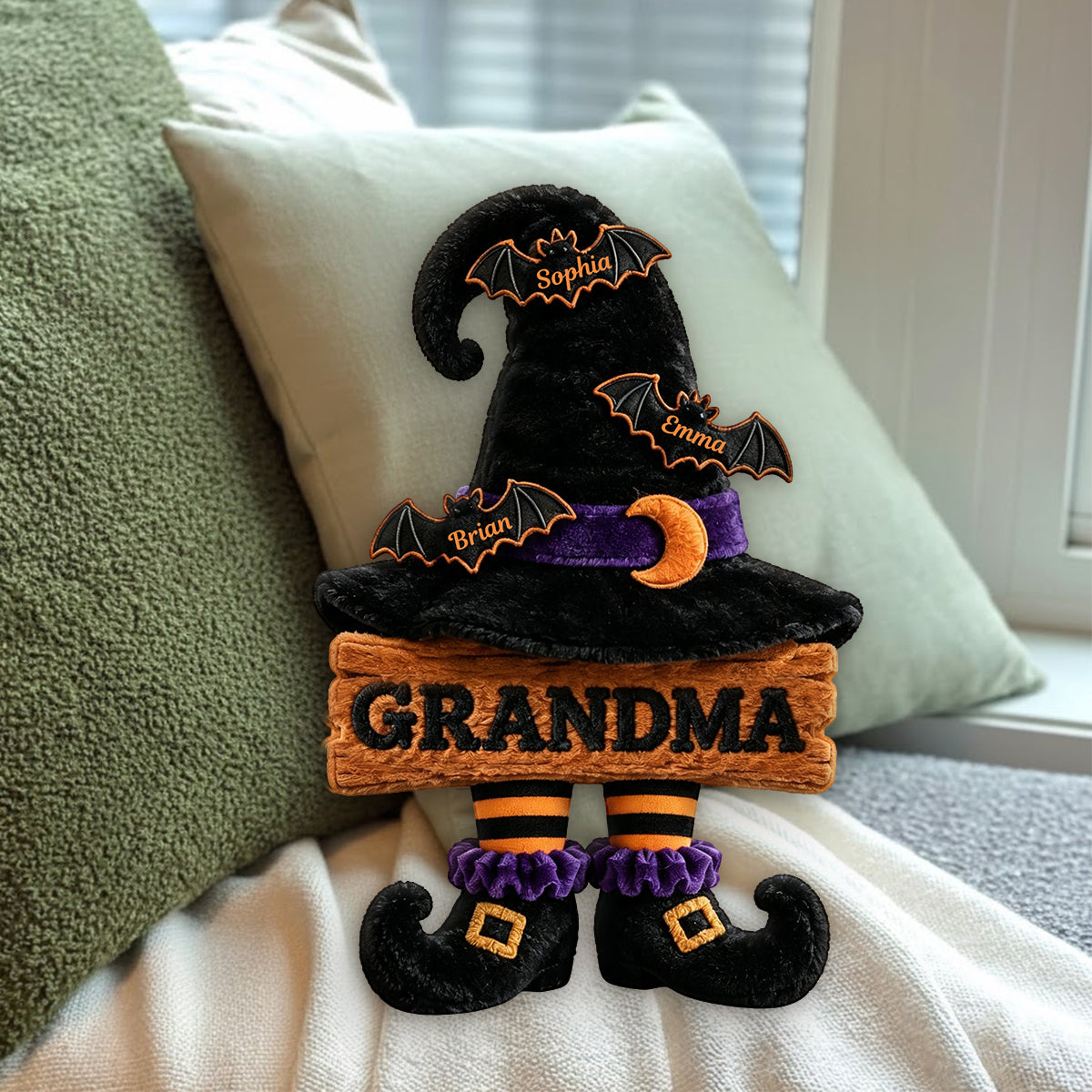 Grandma Witch Hat - Personalized Grandma Premium Faux Fur Pillow