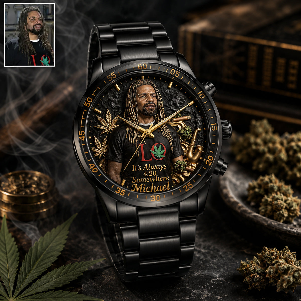 Le Papa le Plus Cool du Monde, Il est Toujours 4:20 Quelque Part - Montre Personnalisée