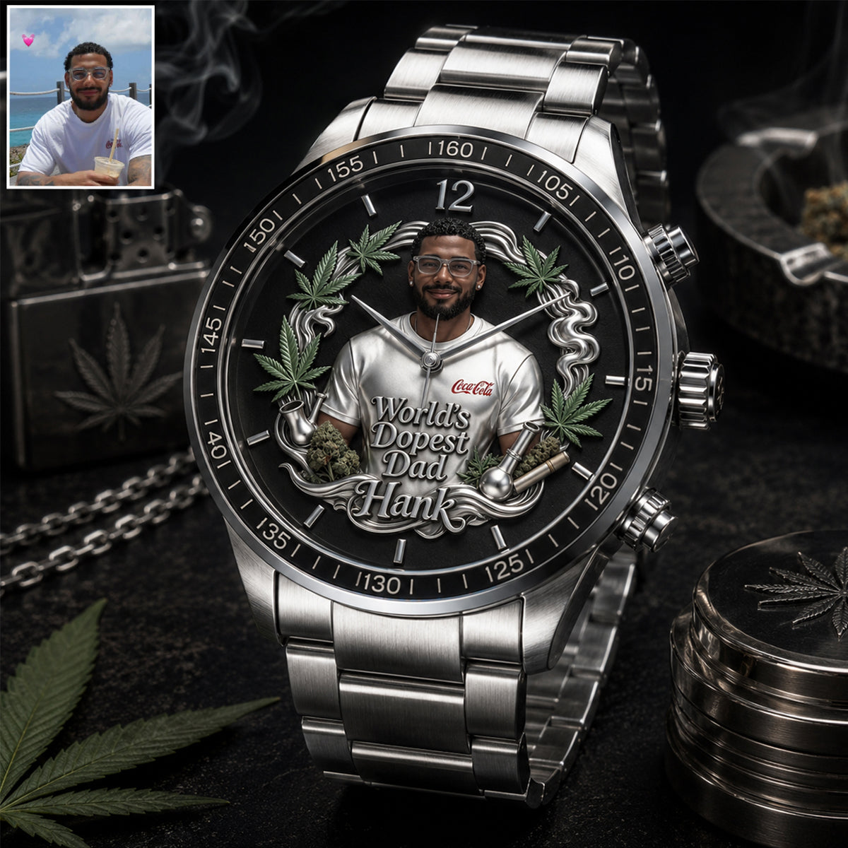 Le Papa le Plus Cool du Monde, Il est Toujours 4:20 Quelque Part - Montre Personnalisée