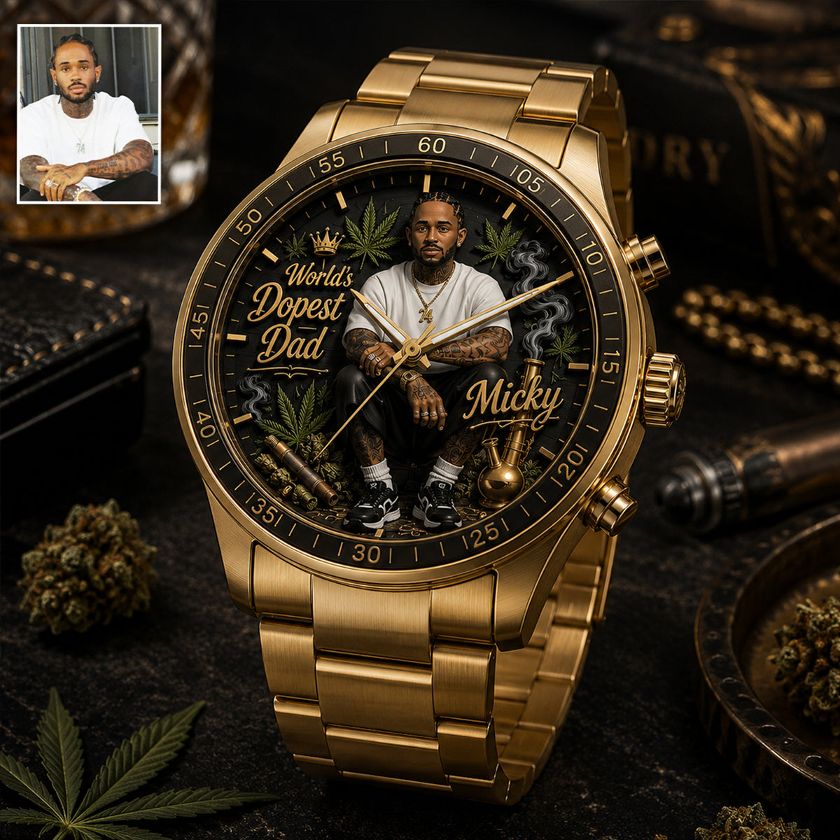 Le Papa le Plus Cool du Monde, Il est Toujours 4:20 Quelque Part - Montre Personnalisée