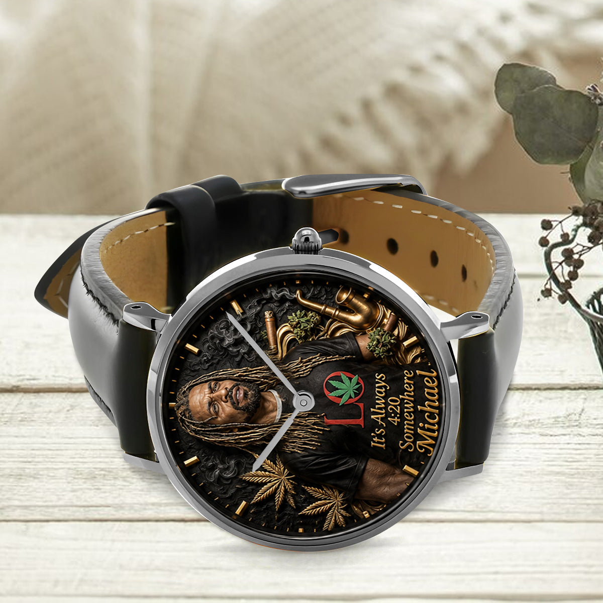 Le Papa le Plus Cool du Monde, Il est Toujours 4:20 Quelque Part - Montre Personnalisée