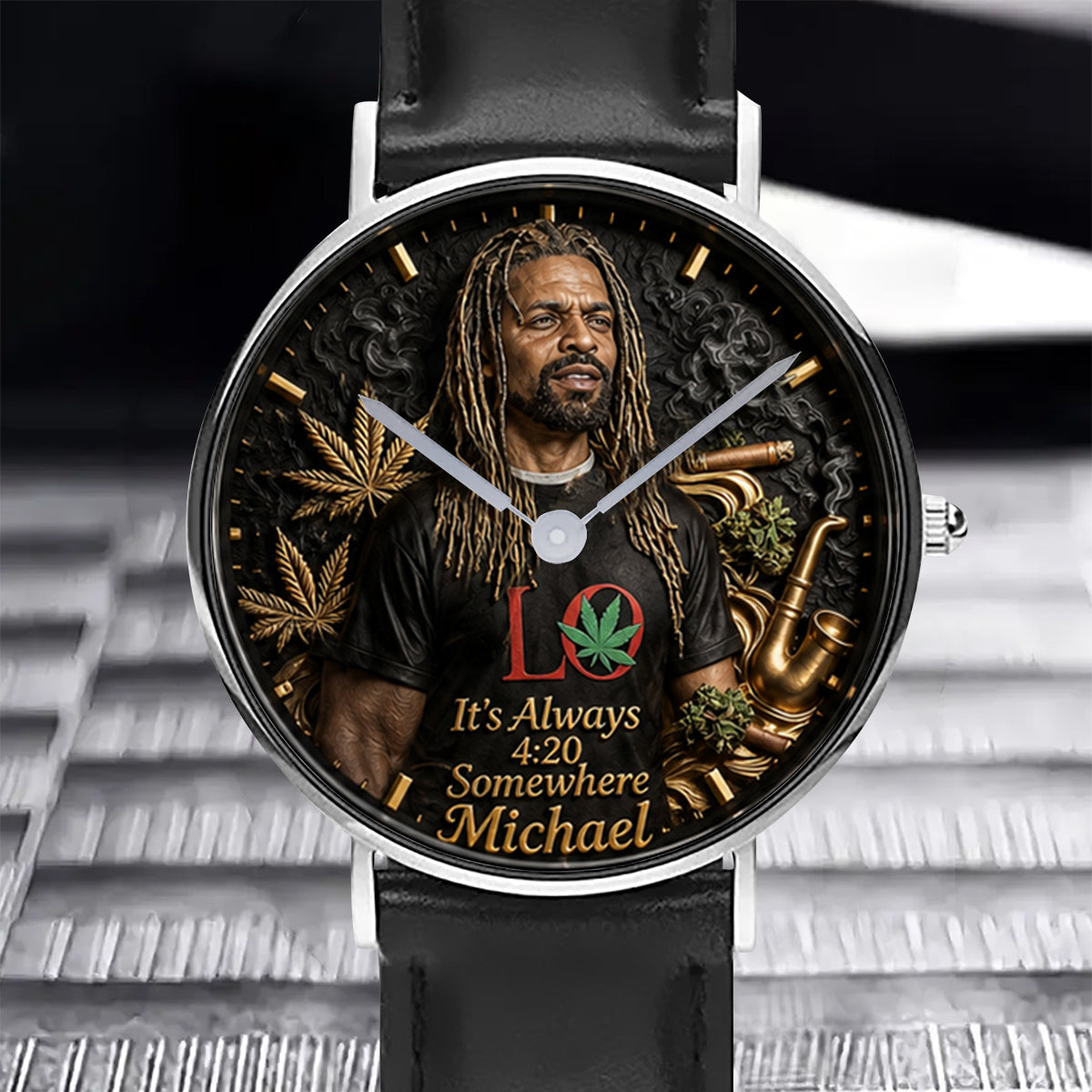 Le Papa le Plus Cool du Monde, Il est Toujours 4:20 Quelque Part - Montre Personnalisée