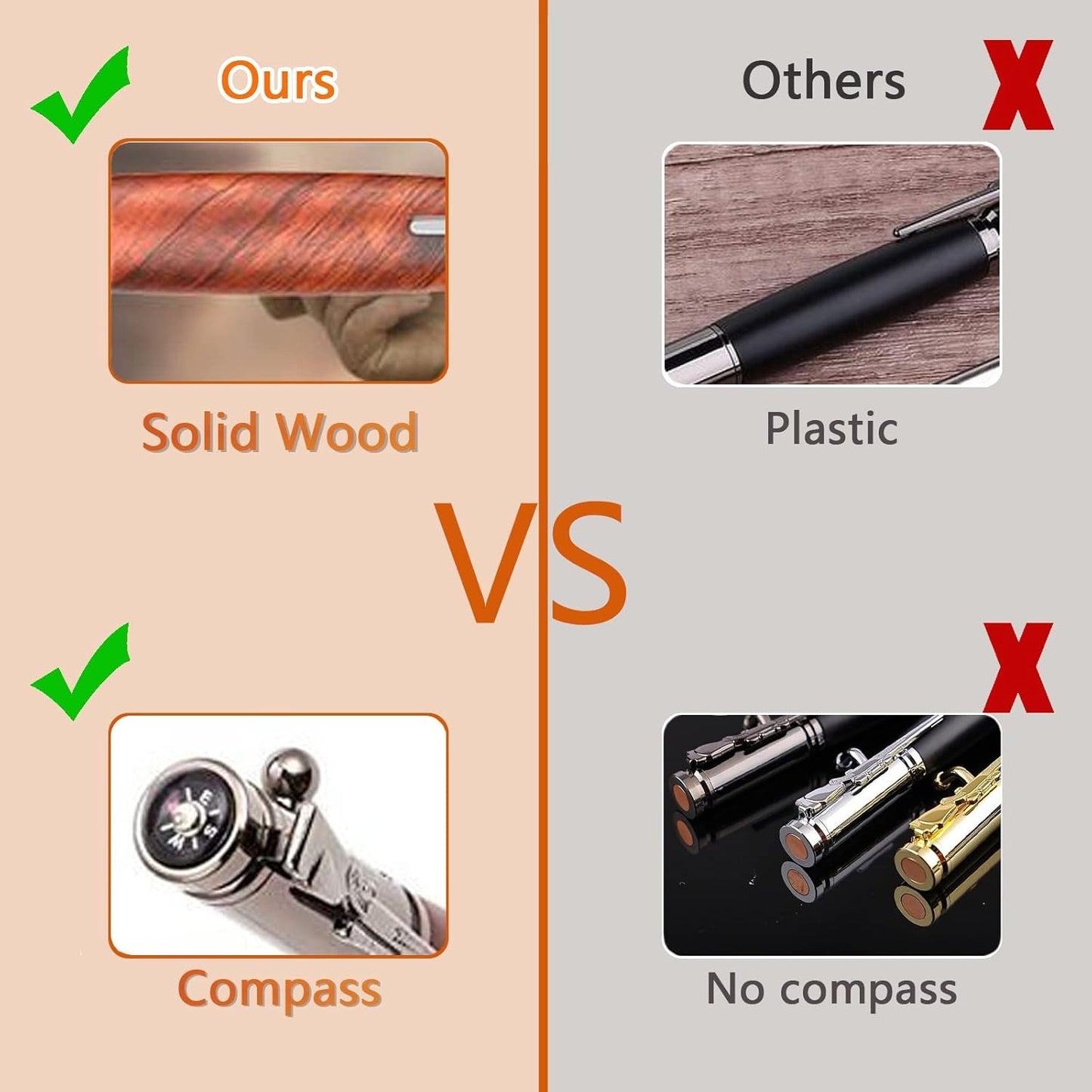 Bolt Action Pen with Compass & Extra Refill