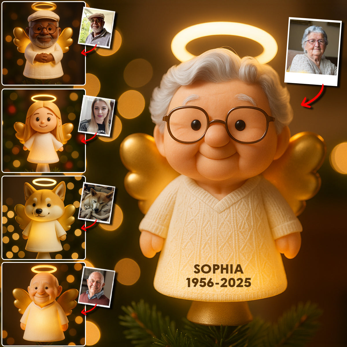 Souvenir de Noël - Décoration de sapin lumineuse LED personnalisée